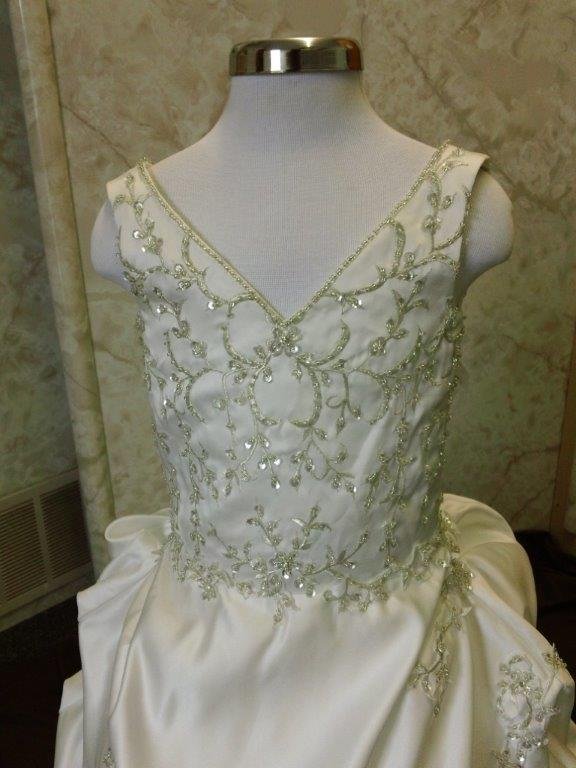 A line v-neck beaded gown